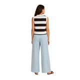 Free/Quent – Vicki 207994-1185 – Chaleco de punto con estampado blanco y marrón de rayas - Mujer