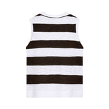 Free/Quent – Vicki 207994-1185 – Chaleco de punto con estampado blanco y marrón de rayas - Mujer