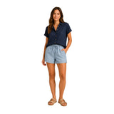 Free/Quent – Lisea 208110-9451 – Shorts vaqueros azules 100% algodón con cintura elástica ajustable - Mujer