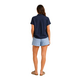 Free/Quent – Lisea 208110-9451 – Shorts vaqueros azules 100% algodón con cintura elástica ajustable - Mujer