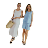 Free/Quent – Lisea 208110-9451 – Shorts vaqueros azules 100% algodón con cintura elástica ajustable - Mujer