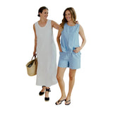 Free/Quent – Lisea 208110-9451 – Shorts vaqueros azules 100% algodón con cintura elástica ajustable - Mujer