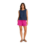 Free/Quent – Lisea 208111-1155 – Blusa vaquera azul marino sin mangas 100% algodón - Mujer
