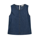 Free/Quent – Lisea 208111-1155 – Blusa vaquera azul marino sin mangas 100% algodón - Mujer