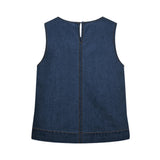Free/Quent – Lisea 208111-1155 – Blusa vaquera azul marino sin mangas 100% algodón - Mujer