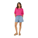 Free/Quent – Vicki 208117-9879 – Jersey fucsia de viscosa con manga francesa y hombros caídos - Mujer