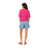 Free/Quent – Vicki 208117-9879 – Jersey fucsia de viscosa con manga francesa y hombros caídos - Mujer