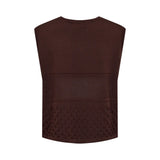 Free/Quent – Lucky 208315-1080 – Top de punto marrón de viscosa sin mangas con cuello pico - Mujer