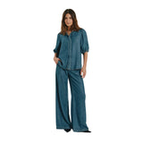 Free/Quent - Milo 211372-Azul - Camisa vaquera azul con mangas cortas abullonadas - Mujer