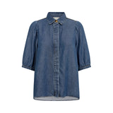 Free/Quent - Milo 211372-Azul - Camisa vaquera azul con mangas cortas abullonadas - Mujer