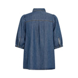 Free/Quent - Milo 211372-Azul - Camisa vaquera azul con mangas cortas abullonadas - Mujer