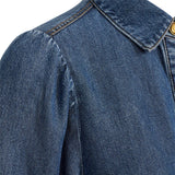 Free/Quent - Milo 211372-Azul - Camisa vaquera azul con mangas cortas abullonadas - Mujer