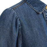 Free/Quent - Milo 211372-Azul - Camisa vaquera azul con mangas cortas abullonadas - Mujer