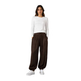 Free/Quent - Dova 211563-Topo - Pantalones barrones con cintura elástica y bolsillos - Mujer