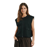 Free/Quent - Nanni 211582-Negro - Chaleco negro con cierre de cremallera y bolsillos - Mujer