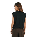 Free/Quent - Nanni 211582-Negro - Chaleco negro con cierre de cremallera y bolsillos - Mujer