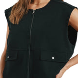 Free/Quent - Nanni 211582-Negro - Chaleco negro con cierre de cremallera y bolsillos - Mujer