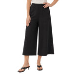 Free/Quent - Nanni 211583-Negro - Pantalones culotte negros de tiro medio con bolsillos laterales - Mujer