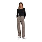 Free/Quent - Bonnie 211689-Crudo - Pantalones marrones con estampado de espiga - Mujer