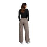 Free/Quent - Bonnie 211689-Crudo - Pantalones marrones con estampado de espiga - Mujer
