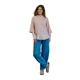 Free/Quent - Hardy 211704-Malva - Jersey rosa claro de lana con mangas raglán ¾ - Mujer