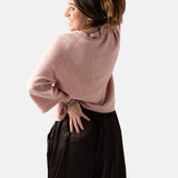 Free/Quent - Hardy 211704-Malva - Jersey rosa claro de lana con mangas raglán ¾ - Mujer