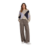 Free/Quent - Lulu 211714-Gris - Jersey Gris de lana con estampado de rombos - Mujer