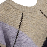 Free/Quent - Lulu 211714-Gris - Jersey Gris de lana con estampado de rombos - Mujer