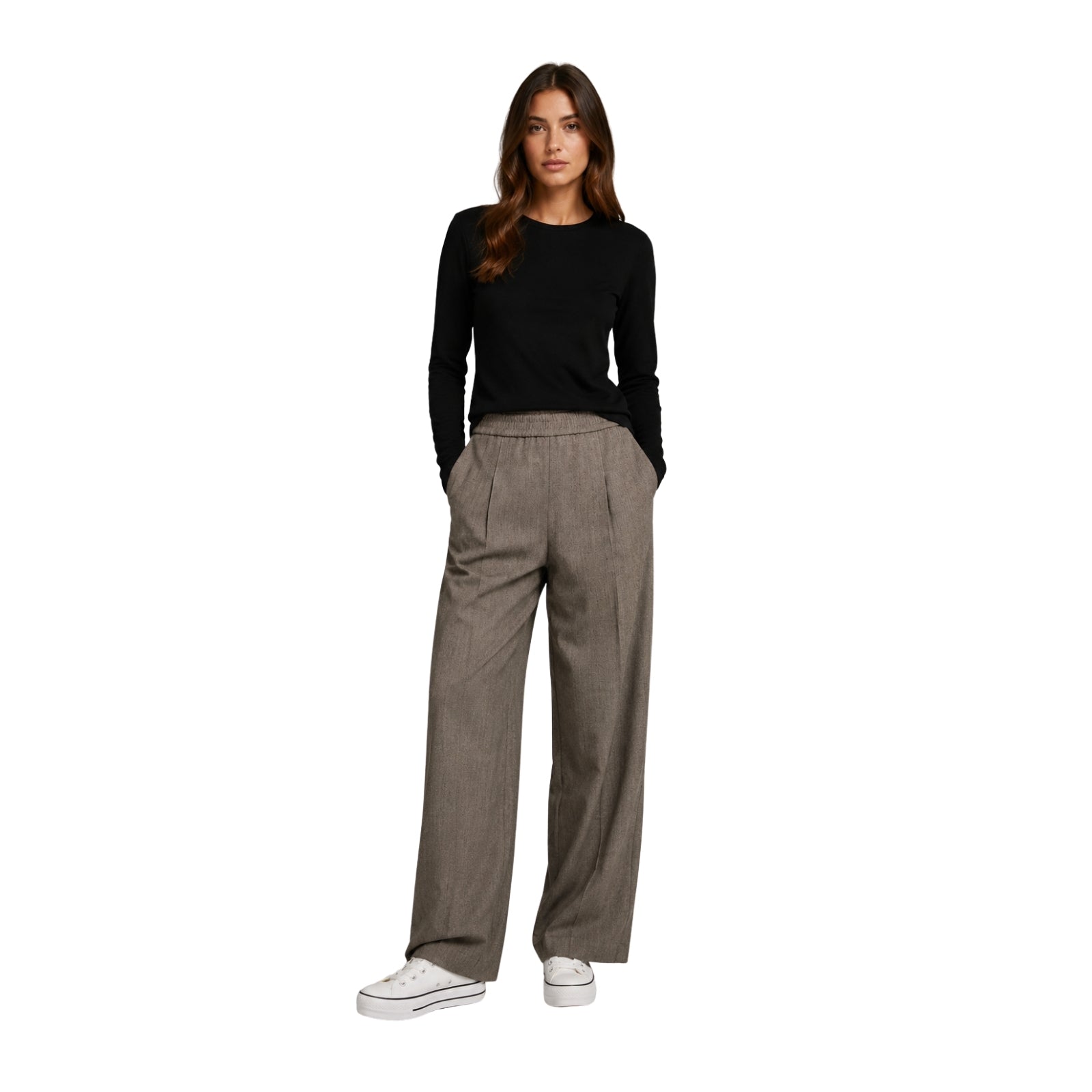 Pantalón topo tiro medio pliegues mujer FreeQuent | Konestilochic