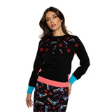 Jersey negro Minueto Zinerva para mujer con bordados únicos Konestilochic