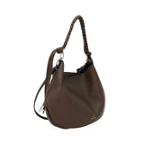 MartinaK - 25250-2 – Bolso Hobo marrón ovalado (36x24x7 cm.) con asa de hombro y bandolera de quita y pon