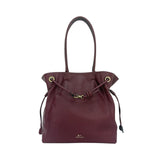 MartinaK - 25341-BURDEOS - Bolso burdeos fruncido con doble asa de hombro (33x12x30 cm.)