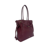 MartinaK - 25341-BURDEOS - Bolso burdeos fruncido con doble asa de hombro (33x12x30 cm.)