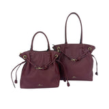 MartinaK - 25341-BURDEOS - Bolso burdeos fruncido con doble asa de hombro (33x12x30 cm.)