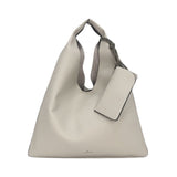 Martina K - 25359-9 – Bolso hobo beige ultraligero con asa de hombro y cierre de clip (40x27x2 cm)