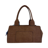MartinaK - 25433-MARRON - Bolso marrón de antelina con pañuelo anudado (35x13x20 cm.)