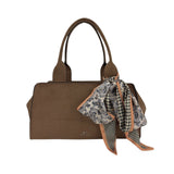 MartinaK - 25433-CAMEL - Bolso camel de antelina con pañuelo anudado (35x13x20 cm.)