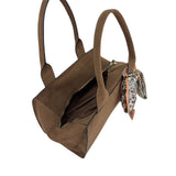 MartinaK - 25433-CAMEL - Bolso camel de antelina con pañuelo anudado (35x13x20 cm.)