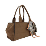 MartinaK - 25433-CAMEL - Bolso camel de antelina con pañuelo anudado (35x13x20 cm.)