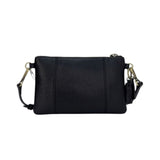 MartinaK - 2603601-NEGRO - Bolso negro plano de ecopiel con asa de mano y bandolera (23x2x14 cm.)