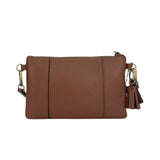 MartinaK - 2603601-CAMEL - Bolso camel plano de ecopiel con asa de mano y bandolera (23x2x14 cm.)