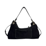 MartinaK - 26049-NEGRO - Bolso negro de antelina con cierre de cremallera (36x11x27 cm.)