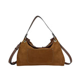 MartinaK - 26049-CAMEL - Bolso camel de antelina con cierre de cremallera (36x11x27 cm.)