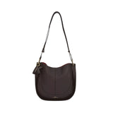 MartinaK - 261619-MARRON - Bolso bandolera marrón con cierre clip y bolsa interior con cremallera (28x8x23,5 cm.)