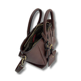 MartinaK - 261820-MARRON - Bolso marrón de ecopiel grabada con asa de mano y bandolera (34x12x18 cm.)