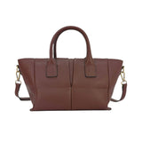MartinaK - 261820-MARRON - Bolso marrón de ecopiel grabada con asa de mano y bandolera (34x12x18 cm.)