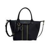 MartinaK - 261826-NEGRO - Bolso negro de nylon con solapa y organizador interior (33x12x24 cm.)