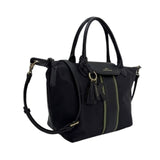 MartinaK - 261826-NEGRO - Bolso negro de nylon con solapa y organizador interior (33x12x24 cm.)