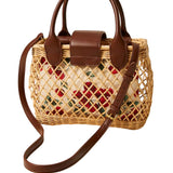 Twinset - 261TD8252 – Bolso bandolera de mimbre trenzado a mano con clutch y correa de quita y pon (22x17x9 cm)