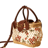 Twinset - 261TD8252 – Bolso bandolera de mimbre trenzado a mano con clutch y correa de quita y pon (22x17x9 cm)